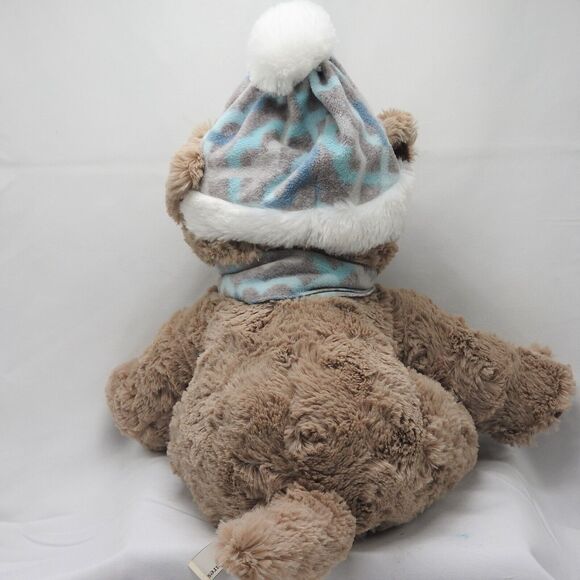 GENTLE TREASURES Winter Gray Plush Puppy Dog Beanie Hat Scarf Stuffed Animal - Picture 6 of 12